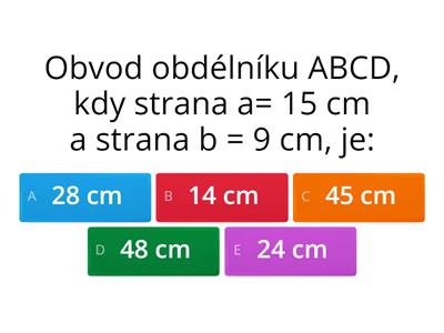 Obvod čtverce a obdélníku, výpočet strany z obvodu