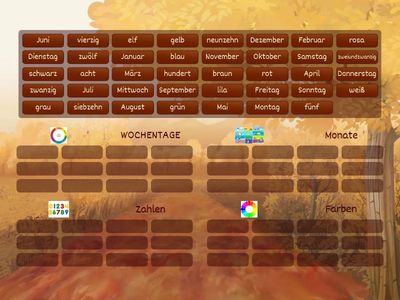 Názvy měsíců, dní, čísel, barev