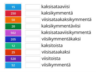 Numerot - Yhdistä parit