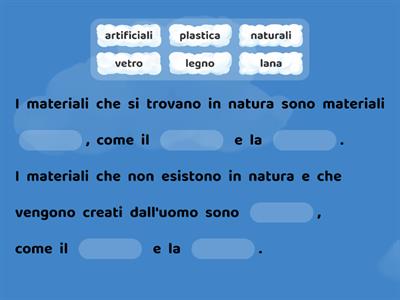 LA MATERIA. INSERISCI I TERMINI MANCANTI