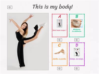 Niveau A1 - A2 - Body parts in english and french - This is my body! - Voici mon corps !