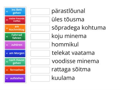 Mein Tagesplan Wortschatz tõlgetega