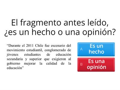 Diferenciar entre hecho y opinión