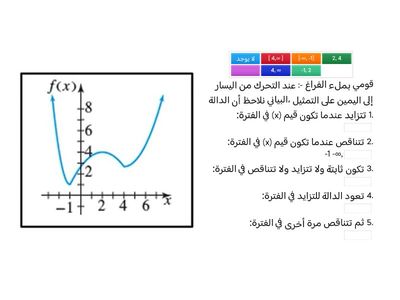 المهمة الأولى لدرس الدوال المتزايدة والمتناقصة