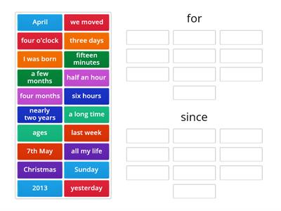 Present Perfect for & since phrases