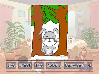 Prepositions opposite, between, next to