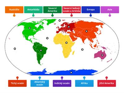  Světadíly a oceány - mapa