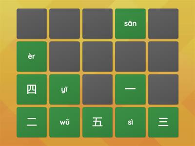 Number 数字 1~10 (拼音和汉字)