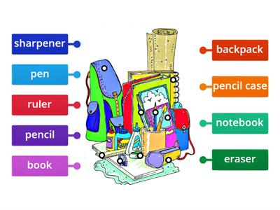 Prova Inglês - Materiais escolares