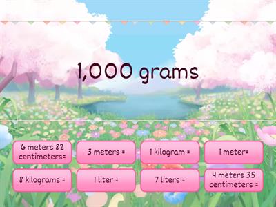 Metrics  m, cm, kg, g, L, ml -Find the Match