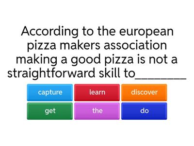 USE OF ENGLISH  (learning to make a perfect pizza)