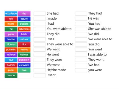 Irregular Preterite All forms matching