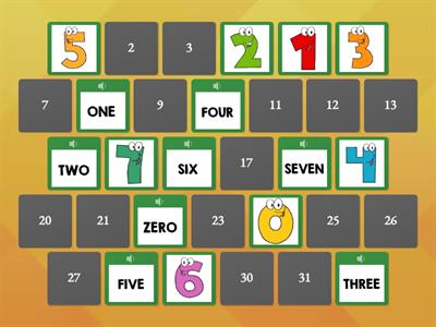 Numbers 0 - 10 - Memory game
