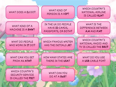 ALPHABET QUIZ (EF 4TH EDITION)