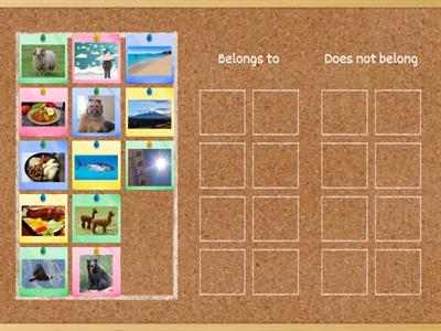 Match the elements that belong to the sierra region and those that do not belong to their respective group.