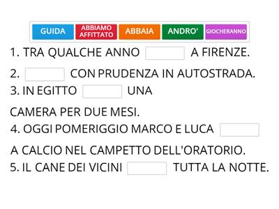 GRAMMATICA:(3)completa con i verbi adeguati alla frase