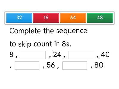 Skip counting in 4s and 8s