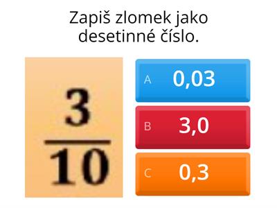 Desetinné zlomky/desetinná čísla