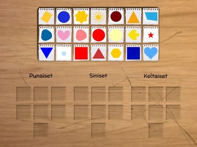 Lajittele punaiset, siniset ja keltaiset muodot