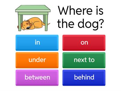  Prepositions - in/in/under/next to/in front of/behind/between