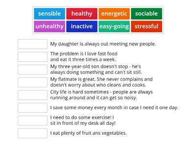 Roadmap B1 Unit 4A lifestyle vocabulary