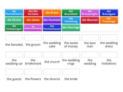 Year 12 - Wedding vocab reminder