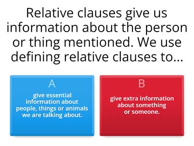 Relative Clauses : defining and non-defining summary