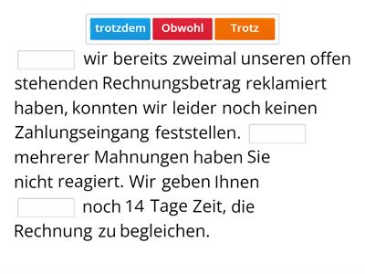 DTB B2 - Sprachbausteine 1 und 2 - Übung: was passt?