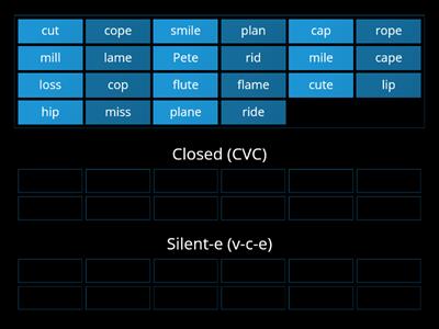 Closed or Silent E Sort