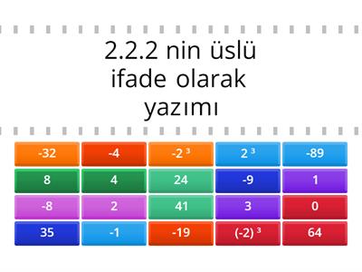 tam sayıların doğal sayı kuvvetleri