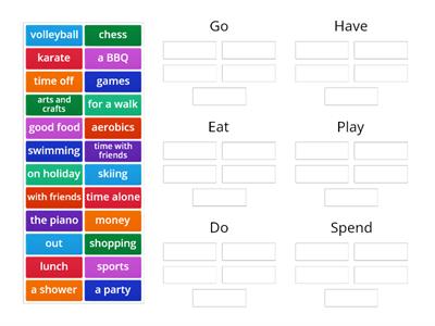 collocations with go,have, do  speak out u 1.1