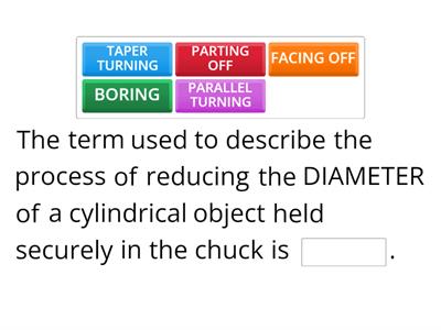 N5PM - Centre Lathe - Pupil Activity (Process Terminology)