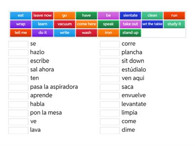 Affirmative Informal Tu Commands Crossword