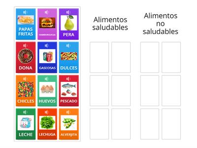 Alimentos saludables y no saludables