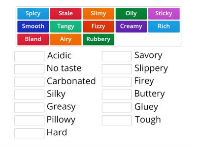 Food Words For Taste and Texture