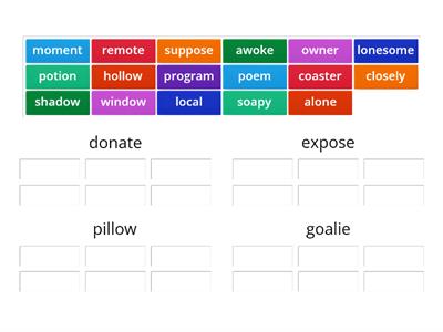 SA Sort 12: Long-o Patterns in Two Syllable Words