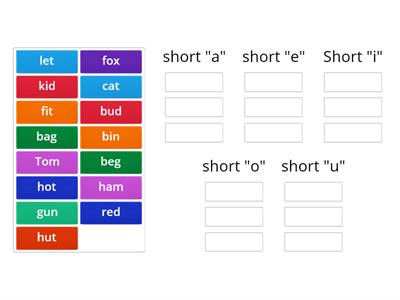 short vowels sorting game