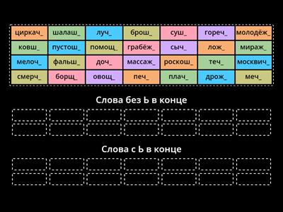 Ь после шипящих в именах существительных