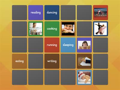 WW4 U2 verb-ing vocab(pictures and words matching)