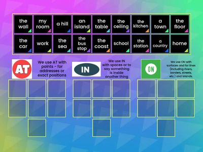 B1: Unit 1 - Prepositions o Place