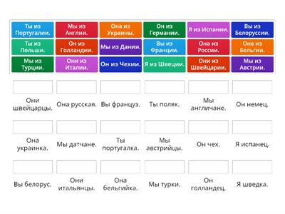   Страны и национальности.   Länder und Nationalitäten.