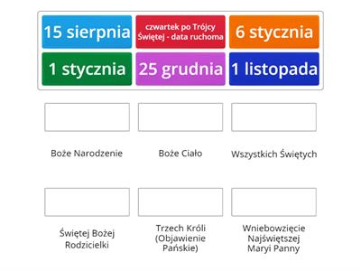 Przykazania kościelne - święta nakazane i uroczytości 