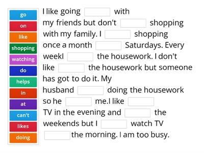 ESOL E1 Likes and dislikes