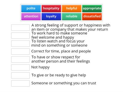 Customer service vocabulary