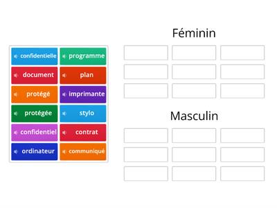 Le genre des mots de bureau 11 à 20