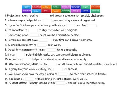 Project management: vocabulary check