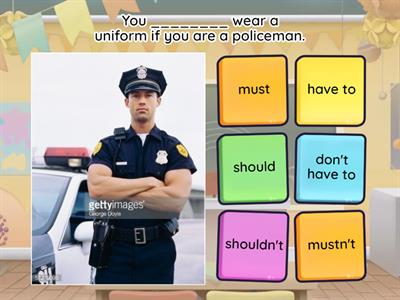 Must/mustn't/have to/don't have to/should/shouldn't 