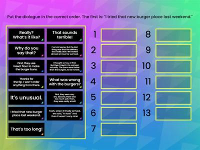 Burger, Fries, Shakes - Dialogue