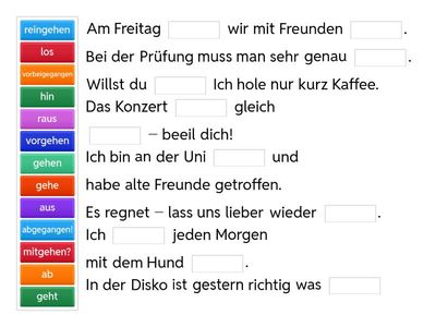 Sätze mit Verben GEHEN