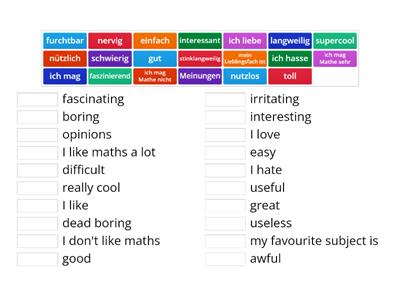 S2 German: School Subjects Opinions